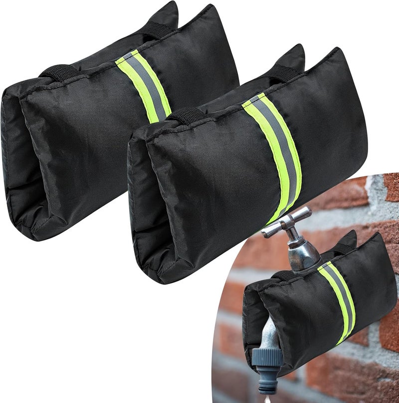 Jeyeou 2Pcs Outdoor Faucet Cover for Winter Freeze Protection Outside Insulated Spigot Socks Freeze Miser Reusable Hose Bib Cover Waterproof Water Faucet Insulation Wrap with Reflective Strip for Garden Yard - Image 1